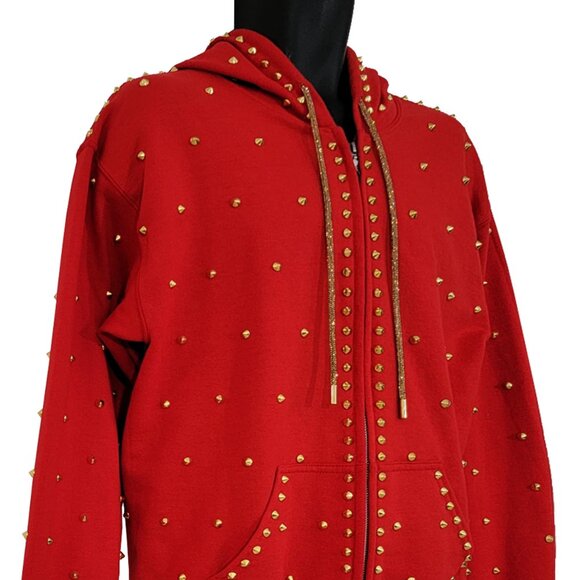 Bengal Tiger Studded Unisex Red Hoodie - Picture 5 of 7